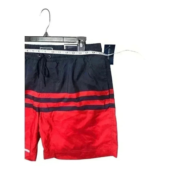 Club Room Mens Colorblock Red/Blue Striped Swim Trunks - Picture 6 of 8